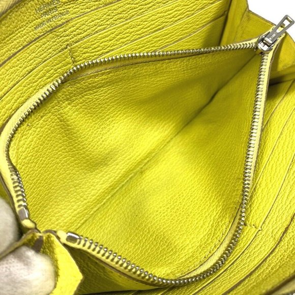 Authentic HERMES Long wallet Azap Long Zip Around Long Wallet Chevre yellow - Picture 13 of 15